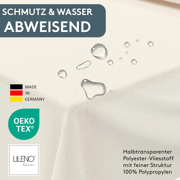 LILENO HOME Tischdeckenrolle 1,10 x 25 m - Tischdecke Creme aus Vlies - Stoffähnlich, abwaschbare Ti