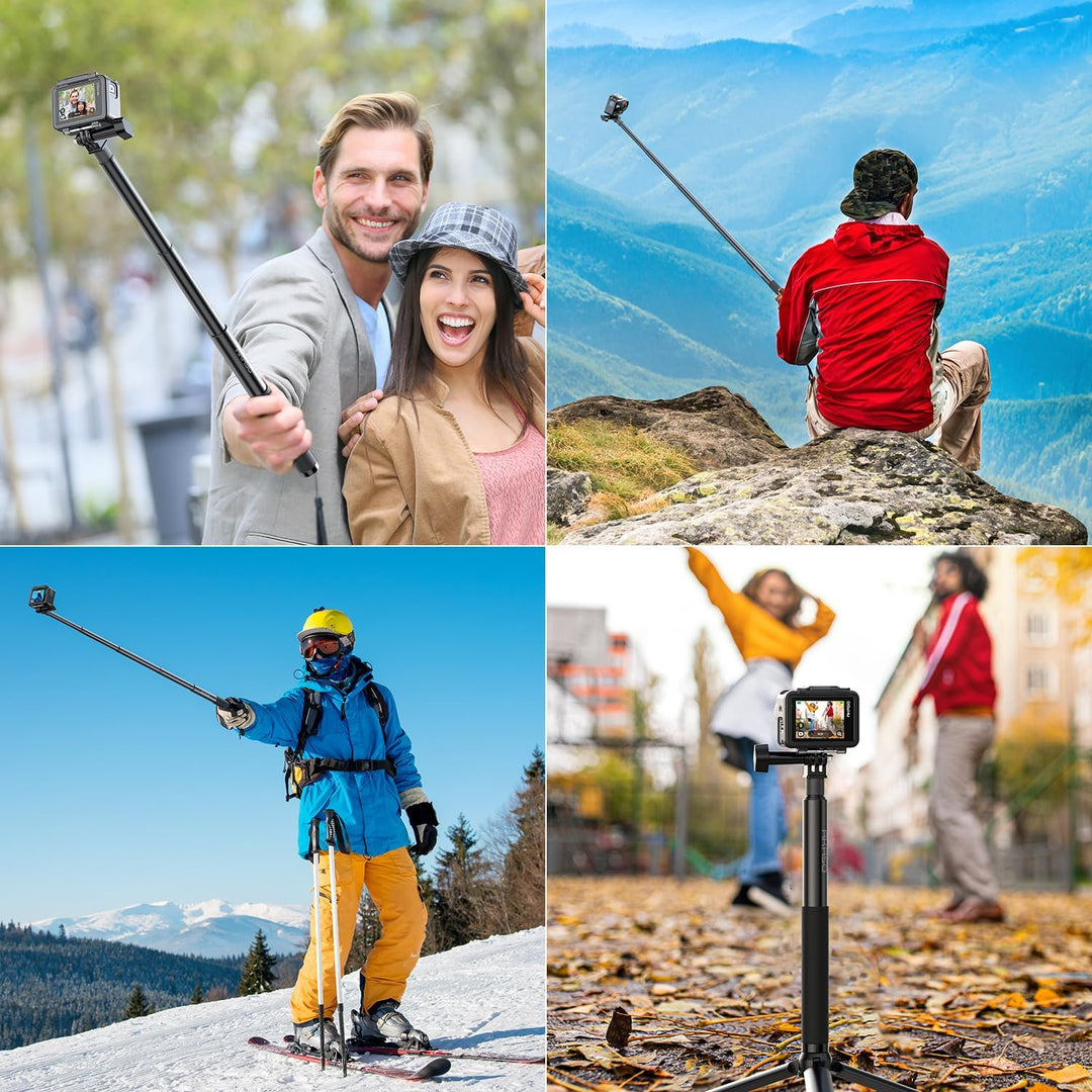 AKASO Selfie-Stick, ausziehbar bis zu 120 cm, Stativ 19 cm, kompatibel mit Sportkamera AKASO EK7000/