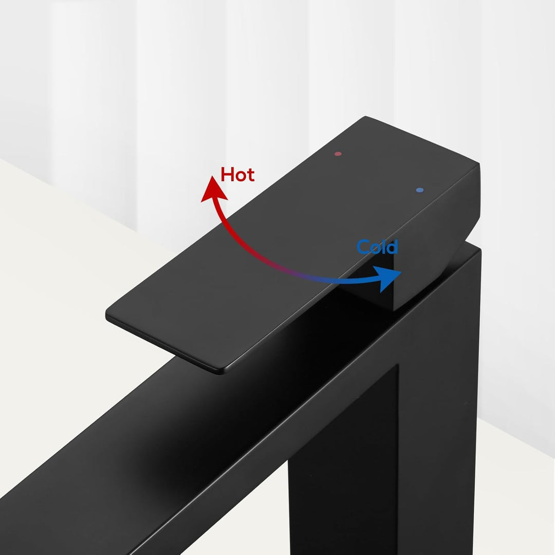 BONADE Waschtischarmatur Schwarz Hoch, Wasserhahn Bad Schwarz, 24cm hohem Auslauf waschbeckenarmatur