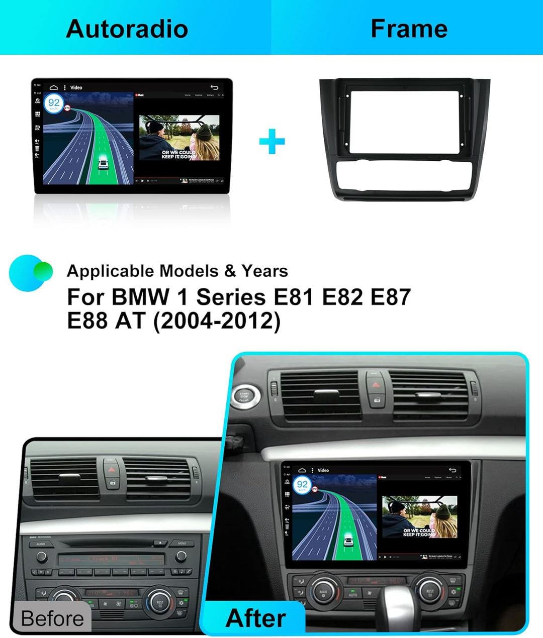 JOYX - 6G+128G - Android 15 IPS Autoradio Passt für BMW 1 Series E81 E82 E87 E88 (2004-2012) - Kabel