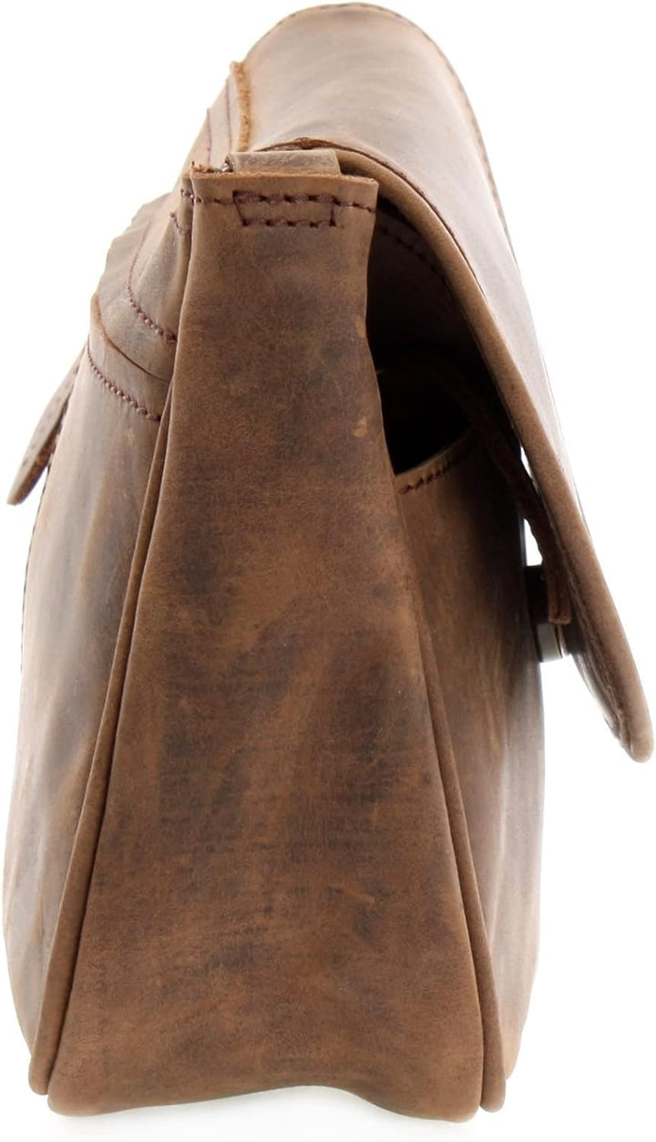 LECONI kleine Umhängetasche Damentasche Schultertasche Festivaltasche Leder 22x18x6cm LE3047 Schlamm