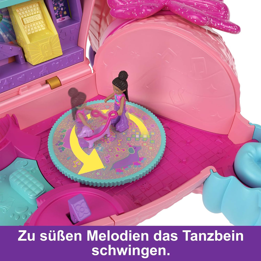 POLLY POCKET Hündchenparty - Rollschuh-Geburtstagsparty, 2 Puppen, 26 Zubehörteile, DJ-Pult, Rollsch
