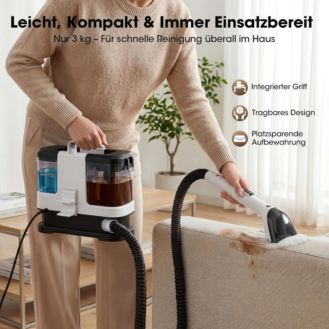 Lubluelu Nasssauger Polsterreiniger Gerät 600 W 15 kPa, kompakter Teppichreiniger & Fleckenreiniger