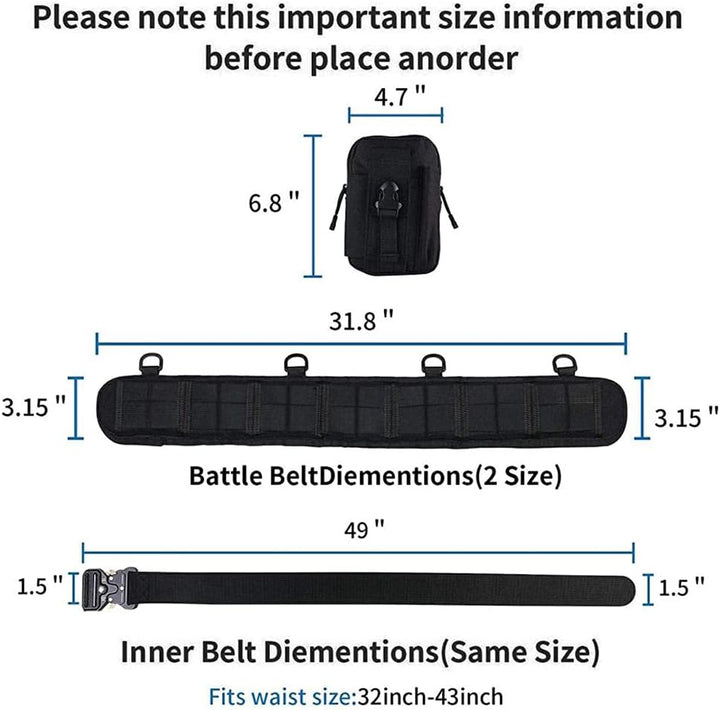 Fencelly Dicker Nylon-Gürtel, multifunktionaler taktischer Outdoor-Bund mit Hüfttasche, verstellbare