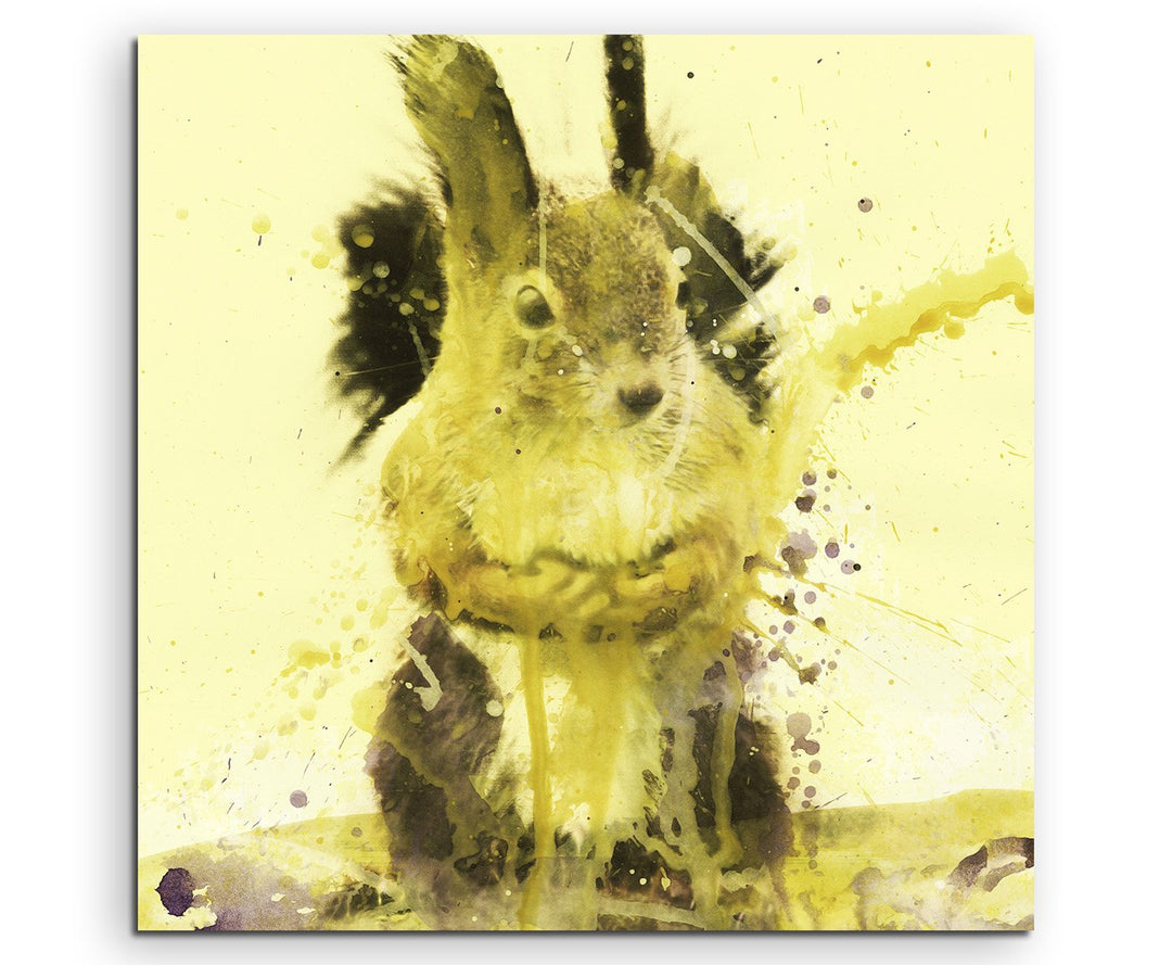 Cute_Cquirrel_60x60cm Splash Art Paul Sinus Aquarell, Gemälde, Kunstbild auf Leinwand