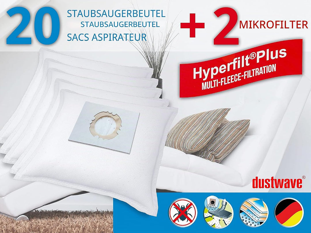 Sparpack - 20 Staubsaugerbeutel passend für Miele - S8340 Powerline, S8340 Ecoline; Flink und Sauber