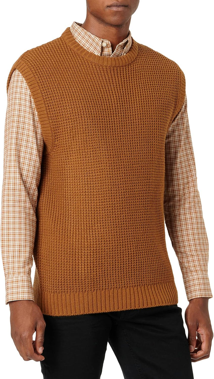 JACK & JONES Herren Dicker Grobstrick Pullunder | Rundhals Sweater ohne Ärmel | Warmer Pullover JJEN