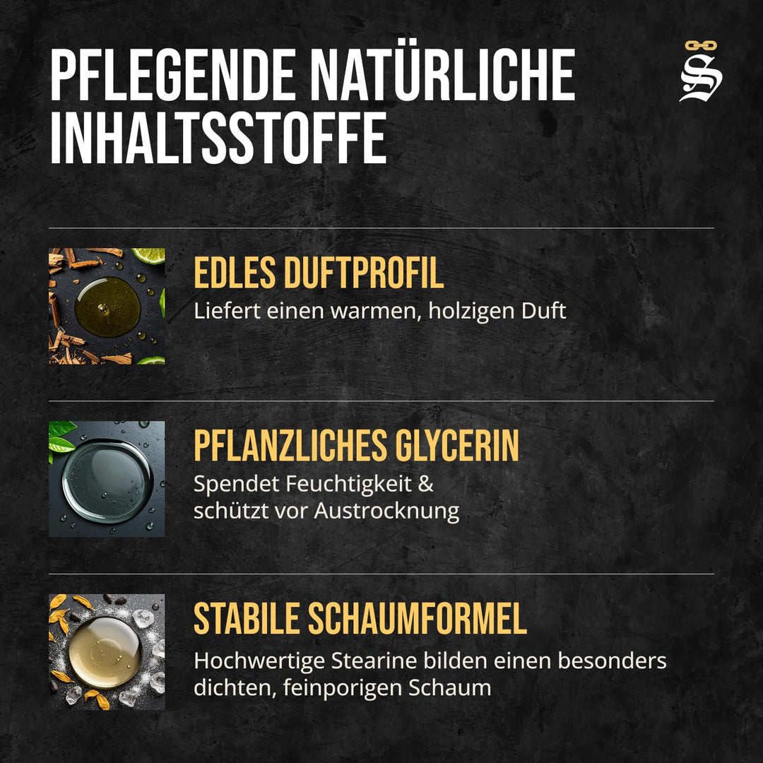 Störtebekker® Premium Rasierseife Sandelholz 70g x 3 - Handgefertigte Seife für ergiebigen Rasiersch