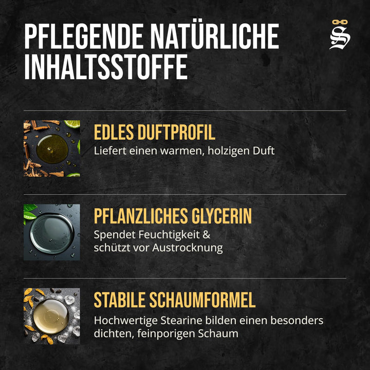 Störtebekker® Premium Rasierseife Sandelholz 70g x 3 - Handgefertigte Seife für ergiebigen Rasiersch