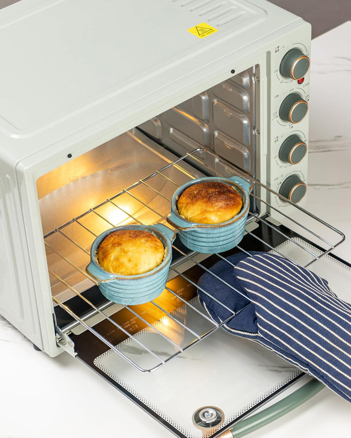 HENXFEN LEAD Mini Cocottes aus Steinzeug, 230ml Auflaufförmchen Souffle Förmchen mit Deckel, 4er-Set