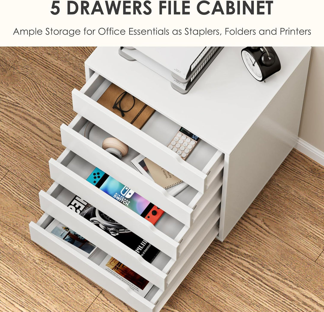 sogesfurniture Rollcontainer, Aktenschrank mit 5 Schubladen, Büroschrank, Schubladenschrank, Kommode
