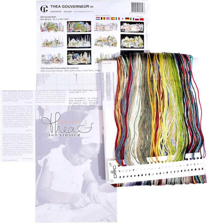 Thea Gouverneur - Kreuzstich-Set - Amsterdam - Leinen - 36 Count - Für Erwachsene - 450 450 White Am