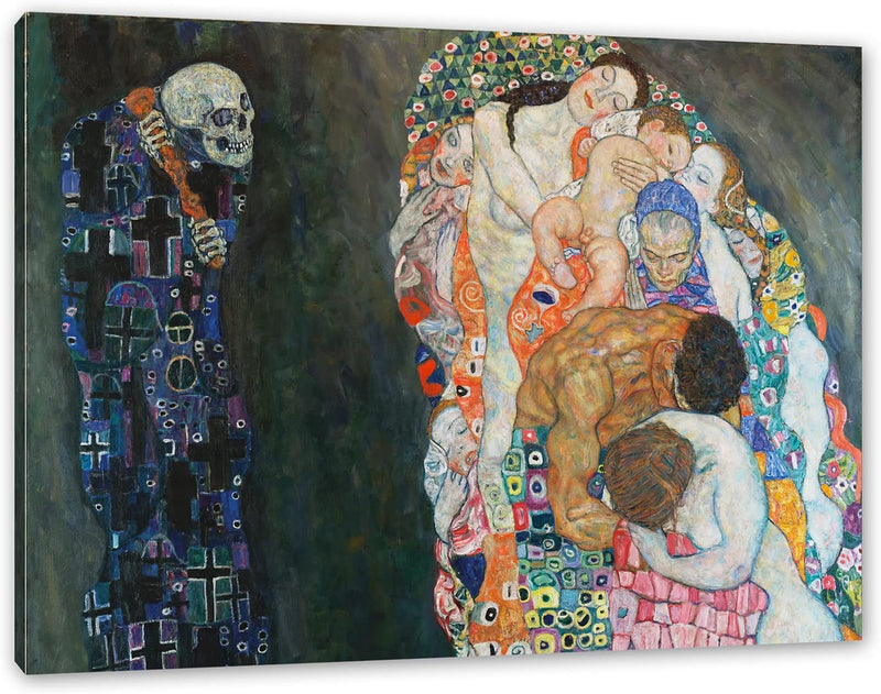 Gustav Klimt - Tod und Leben- als Leinwandbild / Grösse: 100x70 cm Wandbild Kunstdruck fertig bespan