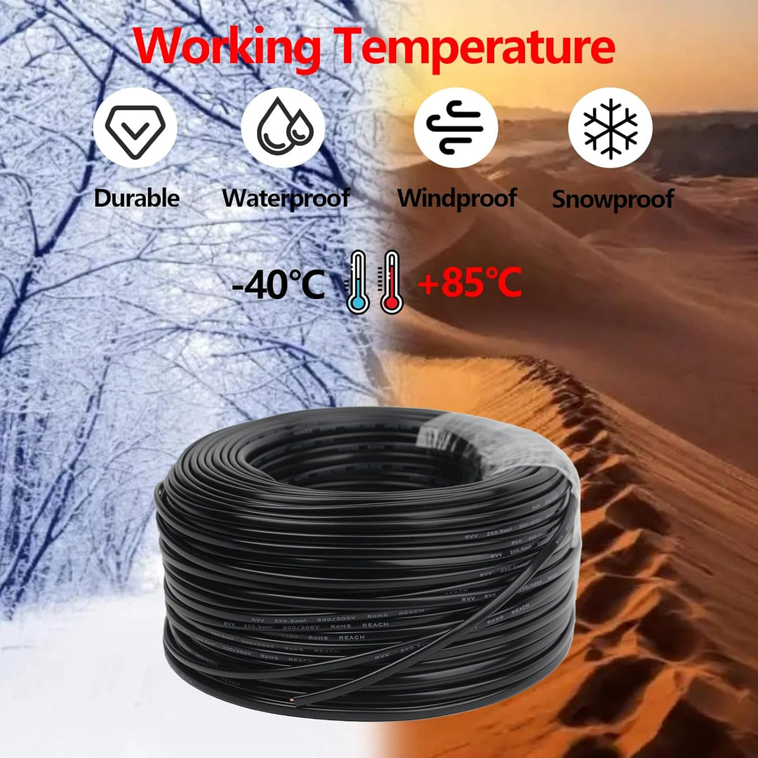 KFZ Kabel 2 Adrig 12V/24V Flach Fahrzeugleitung Kabel 2X 0,5mm² Fahrzeugkabel Rot/Schwarz Anhängerka