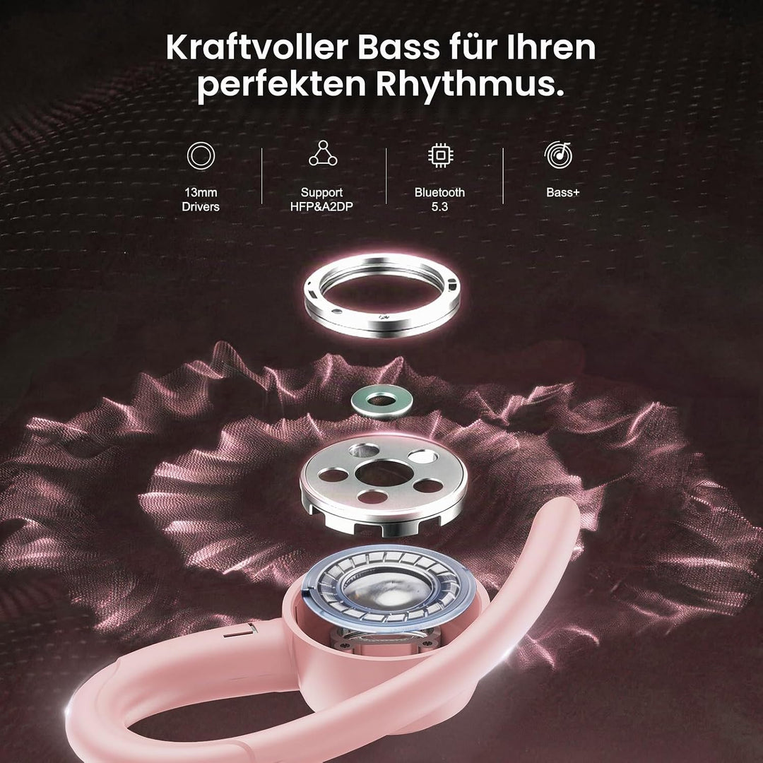 Csasan Bluetooth Kopfhörer Sport, in Ear Kopfhörer Kabellos Bluetooth 5.3 mit Ohrbügel, Hi-Fi Stereo