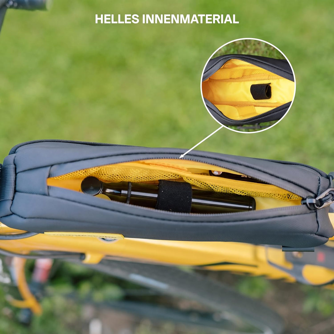 Oberrohrtasche, 1,0 Liter, Top Tube Bag - Robustes Recyceltes Polyester - Einhändige Öffnung - Beson