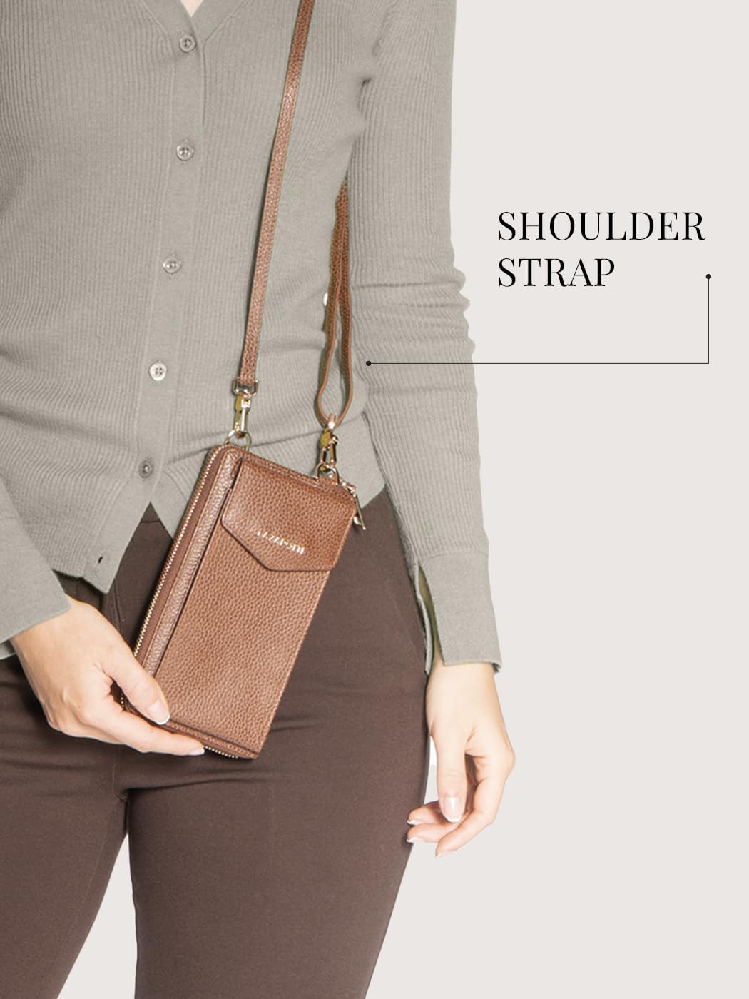 Lazarotti Bologna XL Leder Damen-Geldbörse & Handytasche (2-in-1) | 16 Kartenfächer | zum Umhängen m
