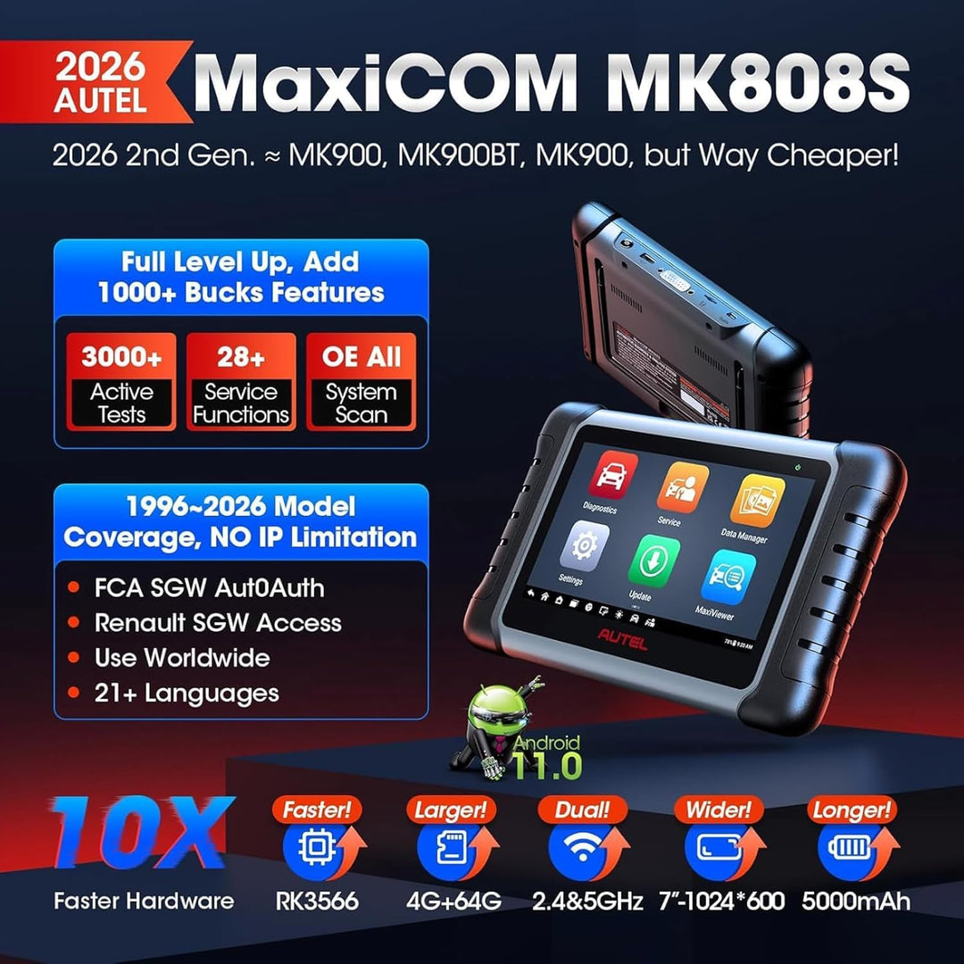 Autel Maxicom MK808 OBD2 Scanner Diagnosegerät mit allen System- &amp; Servicefunktionen inklusive Öl-Re