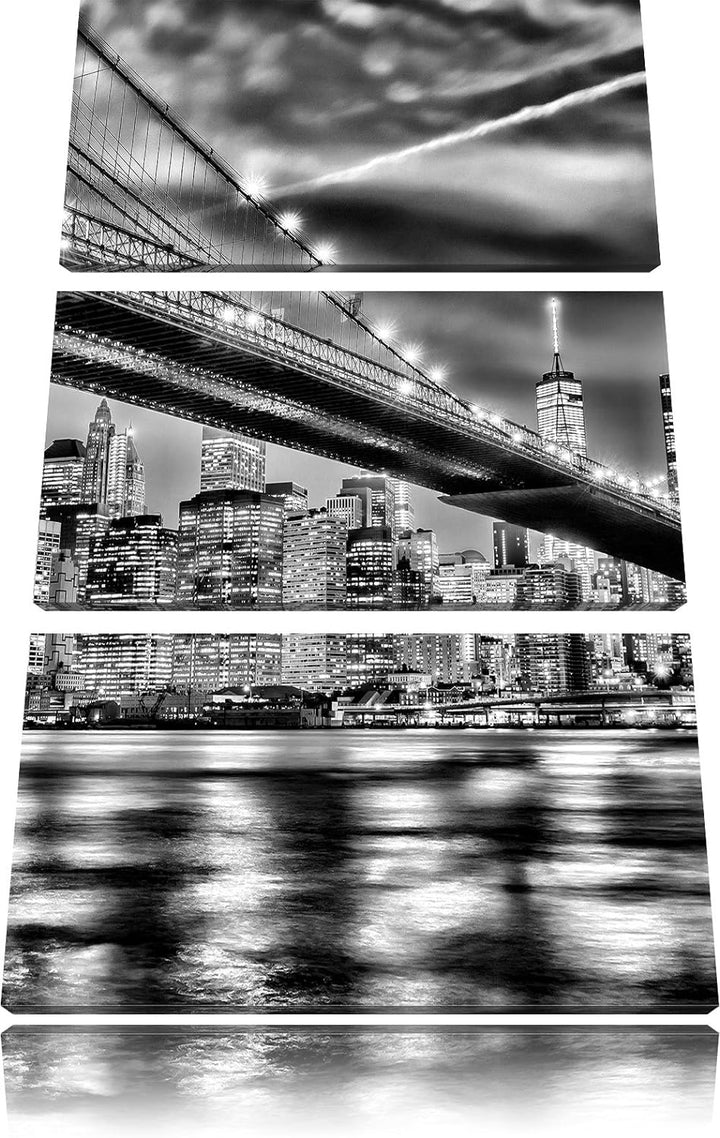 Pixxprint New York Brooklyn Bridge als Leinwandbild/Grösse: 3 Teilig (120x80) cm/Wandbild/Kunstdruck