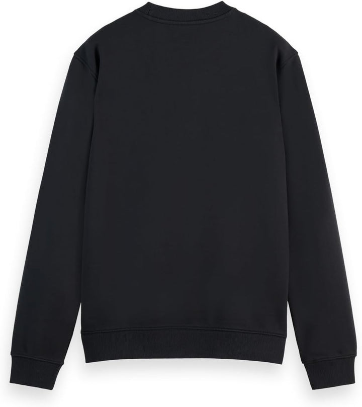 Scotch & Soda Herren Left Chest Artwork Crewneck Sweatshirt S Schwarz, S Schwarz