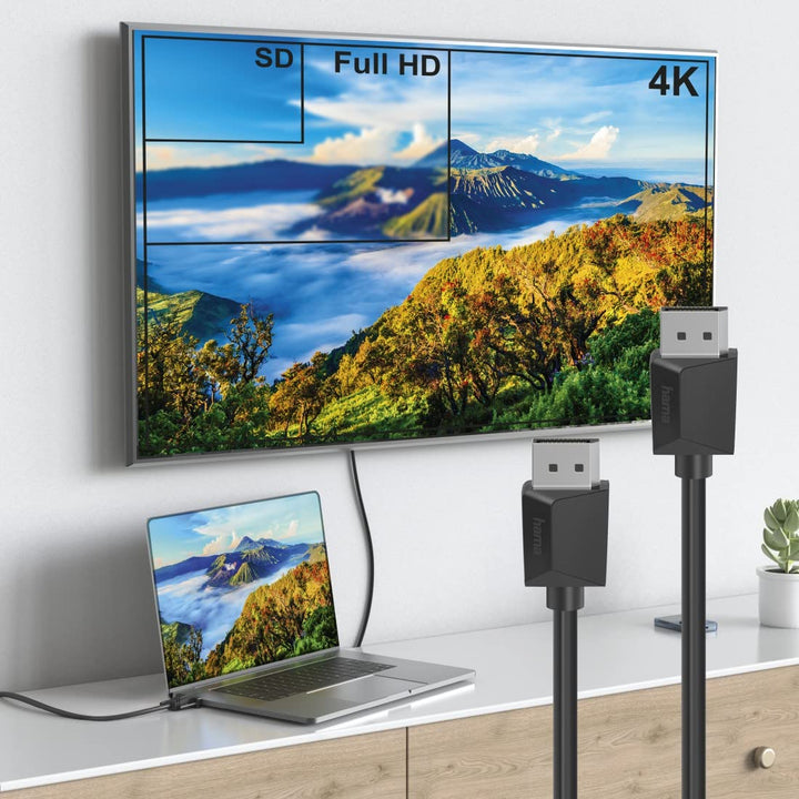 Hama Displayport Kabel 3m lang DP Kabel 1.2 (Display Port Cable Ultra HD 8k @ 120 Hz, Monitorkabel m