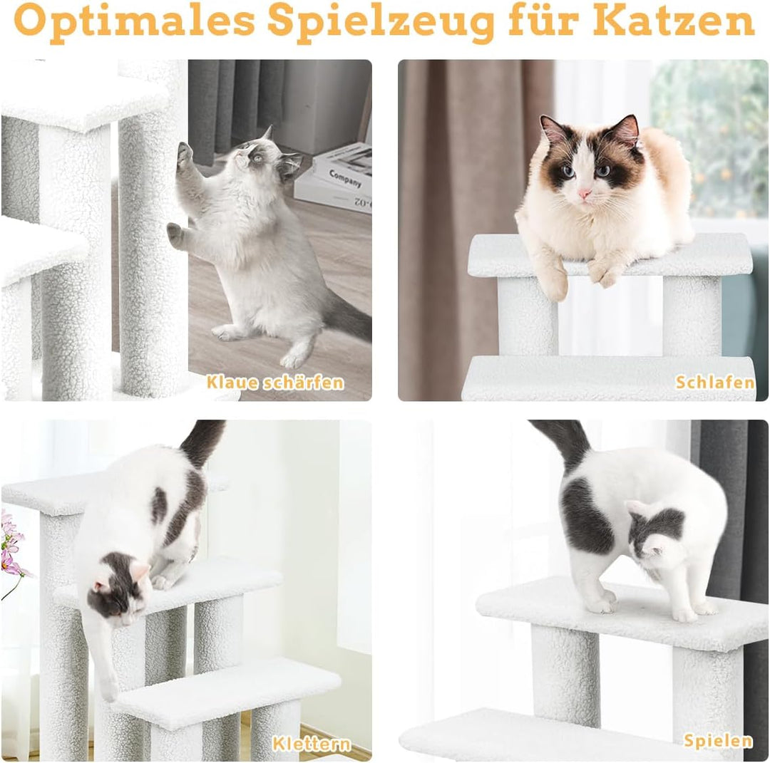 SOARS Katzentreppe, 4-stufige Haustiertreppe, Treppe für Katzen bis 25 kg, Hundetreppe, Kletterbaum