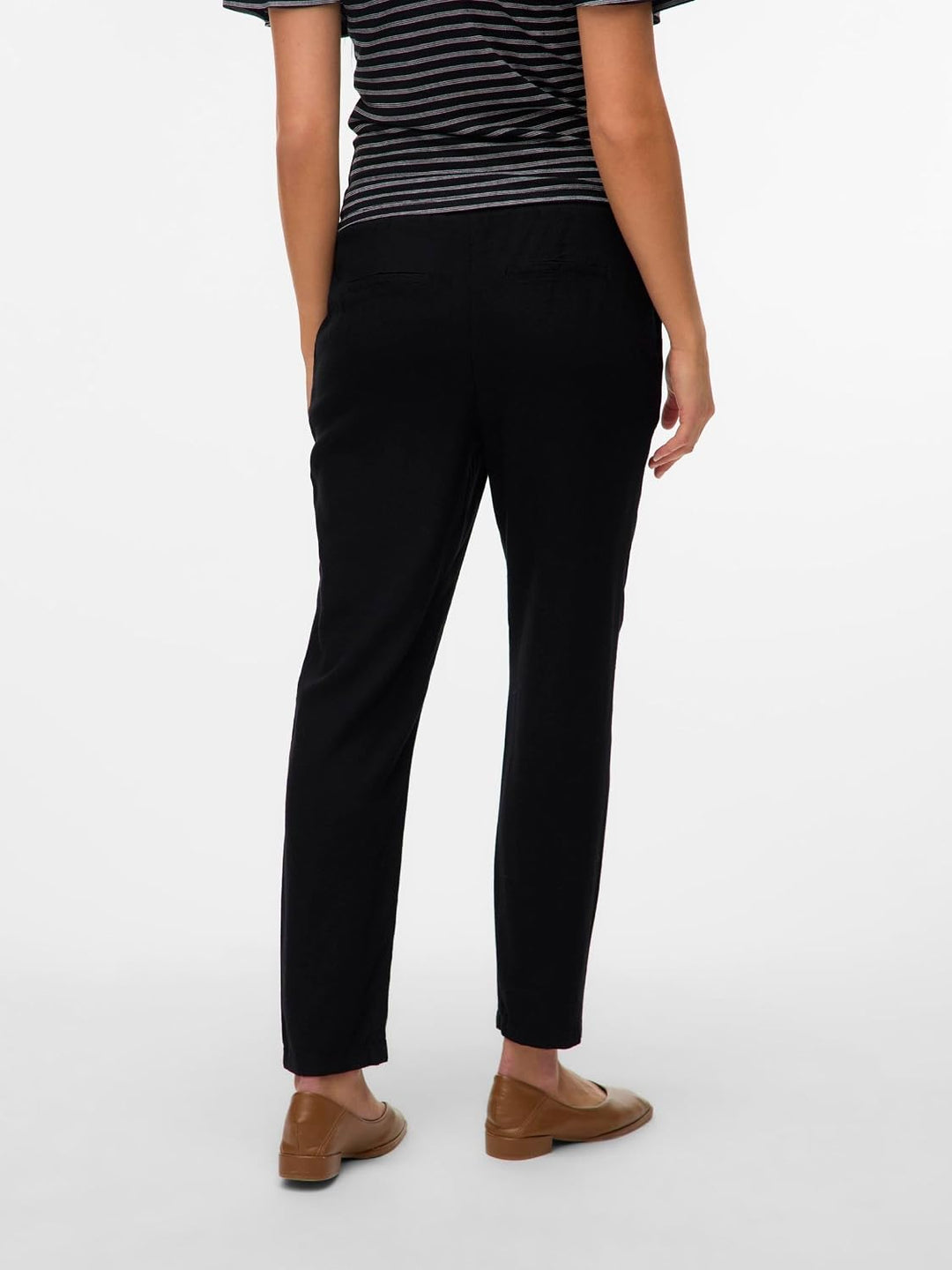VERO MODA Damen Legere Leinen Stoffhose Casual Schlupfhose Lockere Ankle Pants XS Schwarz, XS Schwar