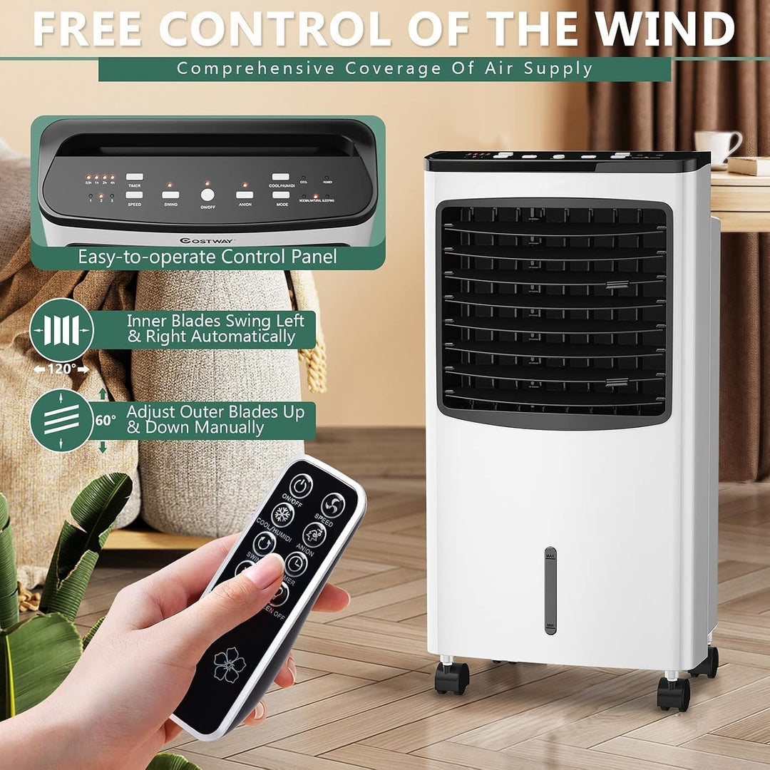 RELAX4LIFE 3 in 1 Mobile Klimaanlage, Ventilator mit Fernbedienung &amp; 2 Kühlakkus, 75W Klimagerät mit