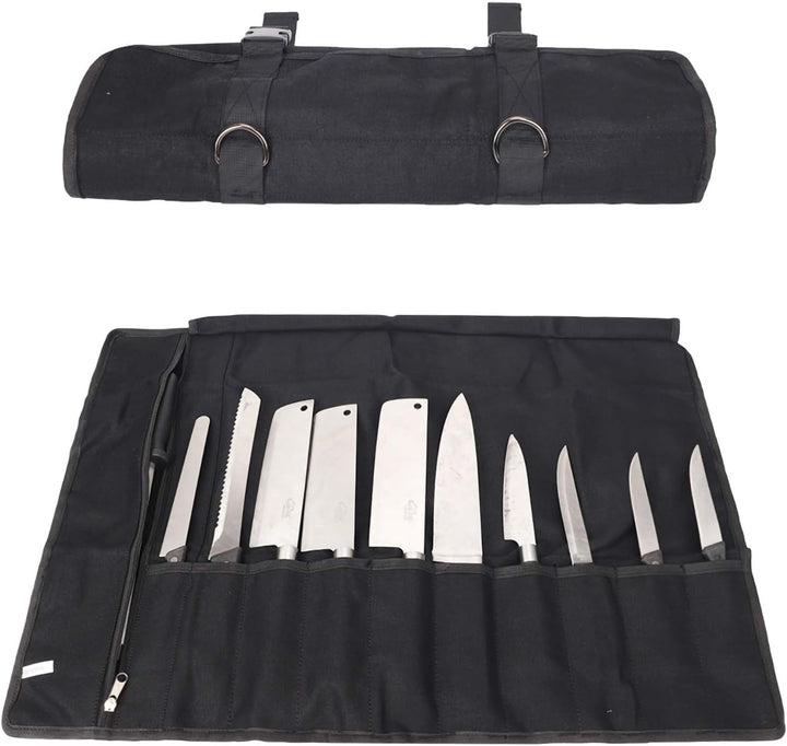 QEES Kochmesser Rolltasche 11 Slots, Messertasche für Camping, Wandern, Multifunktions-Werkzeugrollt
