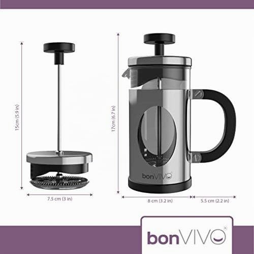 bonVIVO French Press Kaffeebereiter Silver - 3 Tassen - Coffee Maker in Kupfer-Optik - Kaffekanne au