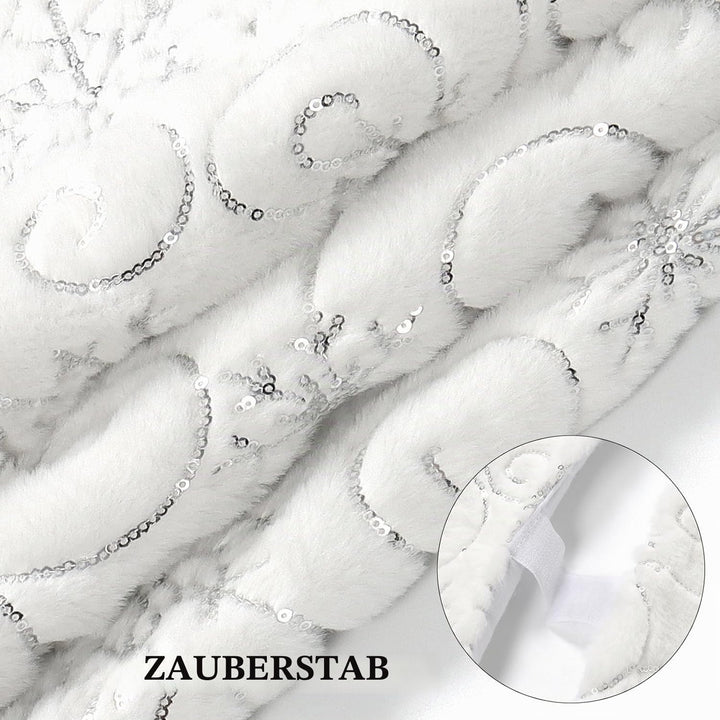Dremisland Grosse Weihnachtsbaum Rock 122cm Weiss &amp; Silber Plüsch Weihnachtsbaumdecke Pailletten Sch