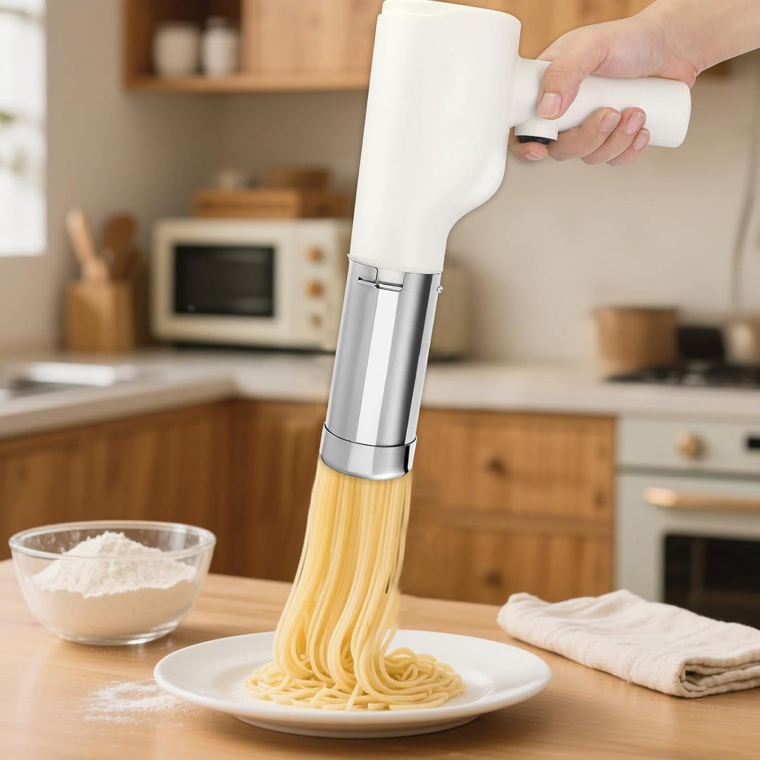 Cordless Handheld Noodle Maker, Portable Electric Pasta Machine with 5 Stainless Steel Molds, Lasagn