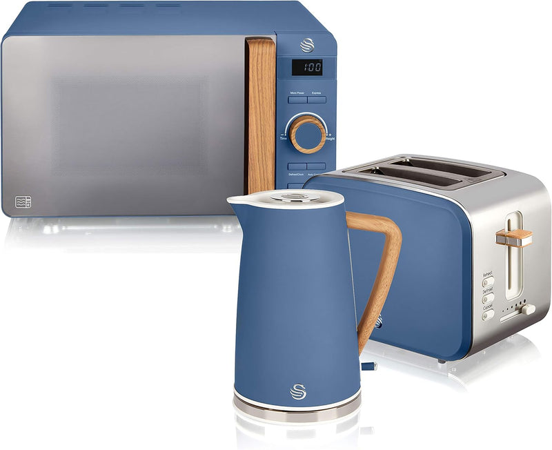 Swan Nordic Frühstücksset, Wasserkocher, 1,7 l, 2200 W, Breitschlitz-Toaster 2 Scheiben, digitale Mi