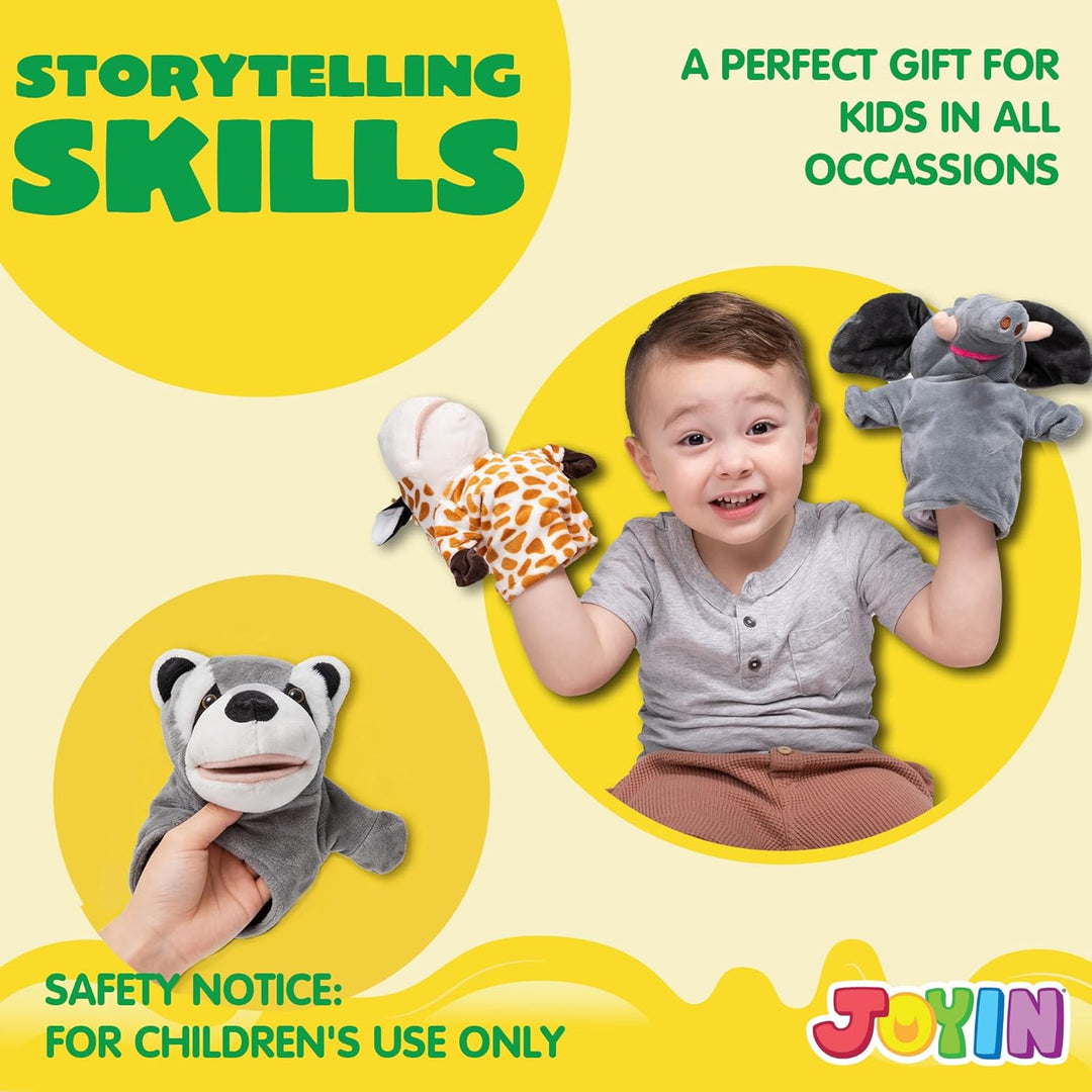 JOYIN 6 Stück Tier Handpuppen Spielzeug Set für Kinder,Freunde Im Tiergarten, Deluxe plüschtiere Kin