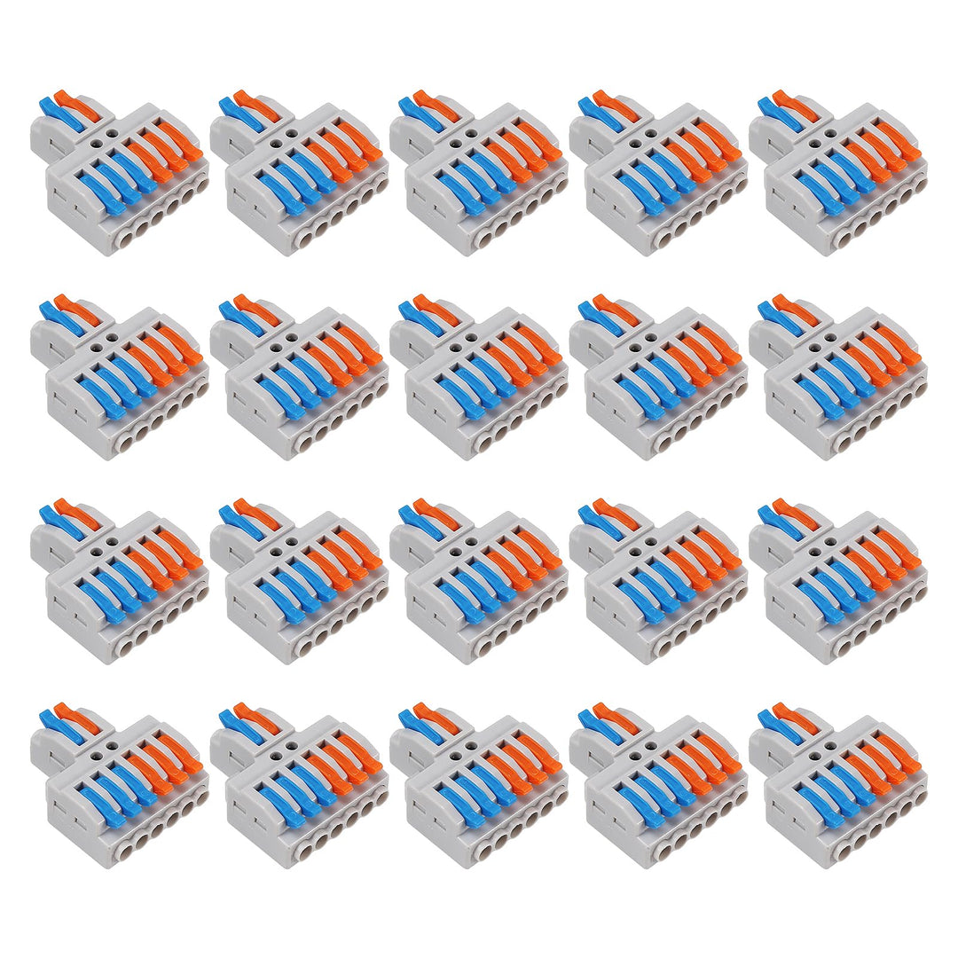 20 Stück Verbindungsklemme, 2 in 6 Out Quick Wire Connectors, Electrical Lever Nuts Wire Connectors