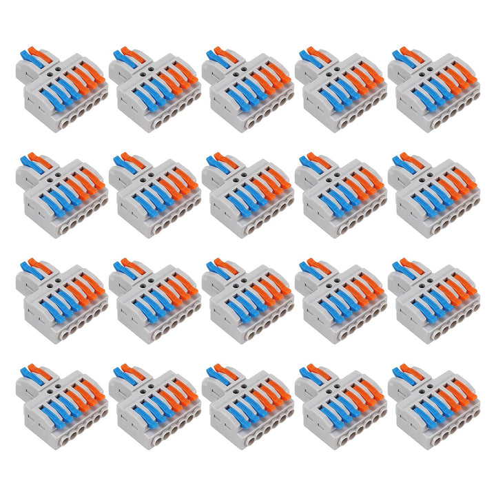 20 Stück Verbindungsklemme, 2 in 6 Out Quick Wire Connectors, Electrical Lever Nuts Wire Connectors