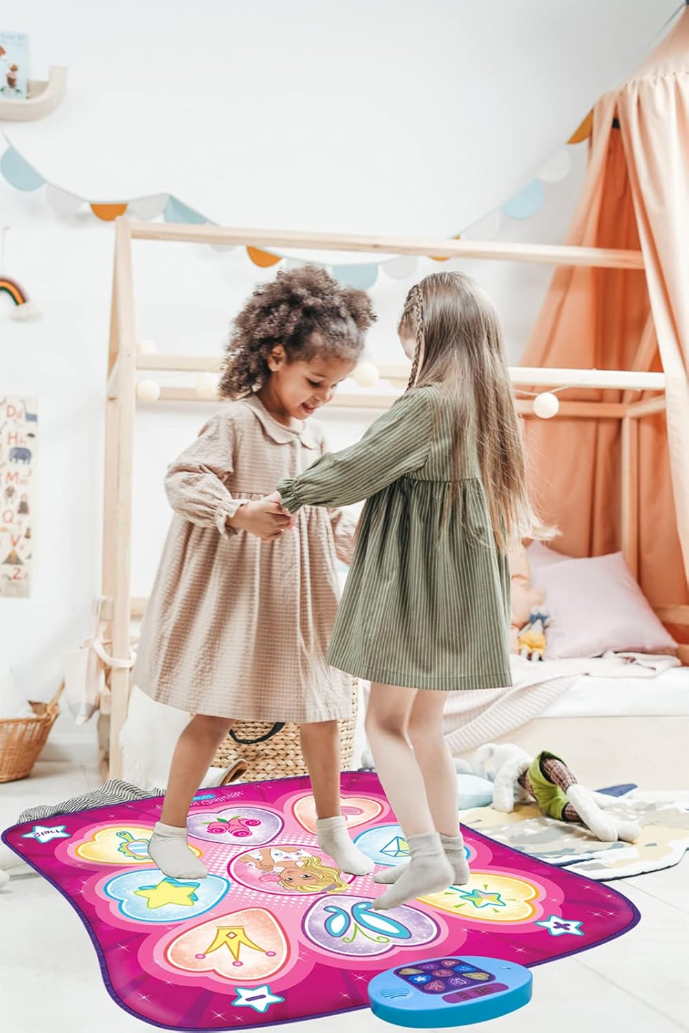 SUNLIN Tanzmatte - Tanzspielzeug Geschenk für Kinder Mädchen - Tanzmatte mit LED-Leuchten, einstellb