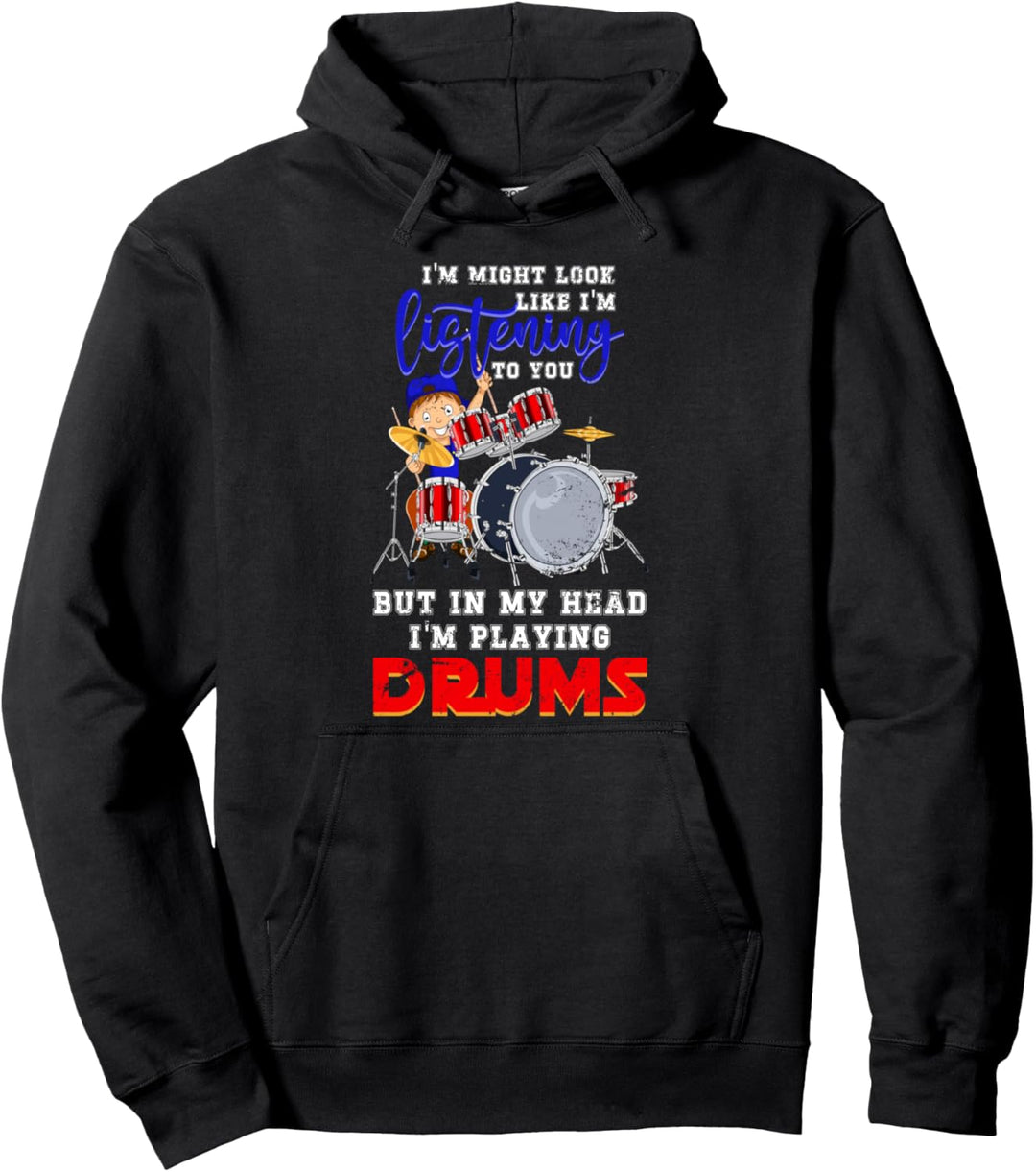 In meinem Kopf spiele ich Schlagzeug Rock Musik Drummer Pullover Hoodie