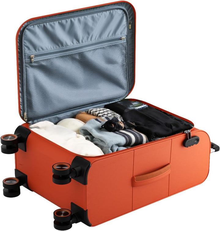 Weichschalen Handgepäck Koffer klein 55x35x23cm - Stoff Koffer Trolley - Leicht Reisekoffer mit 4 Ro