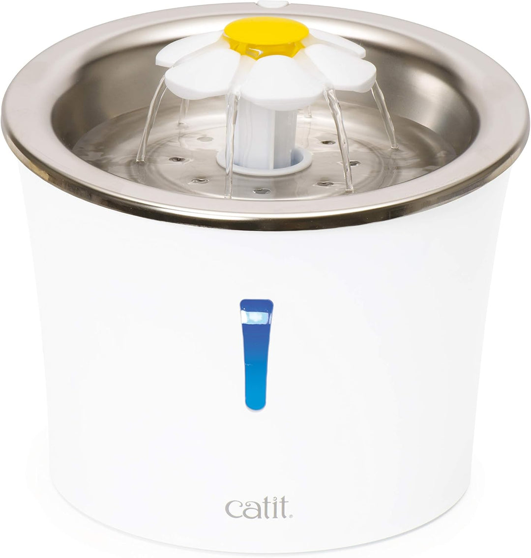 Catit Flower Fountain, Blumentrinkbrunnen mit Edelstahleinsatz, für Katzen, 3L, weiss/Edelstahl & 2.