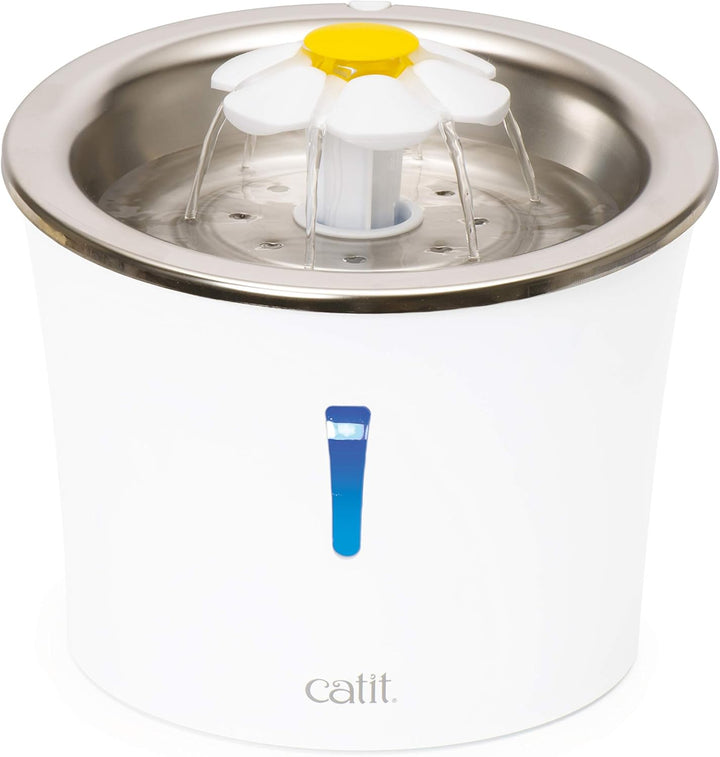 Catit Flower Fountain, Blumentrinkbrunnen mit Edelstahleinsatz, für Katzen, 3L, weiss/Edelstahl & 2.