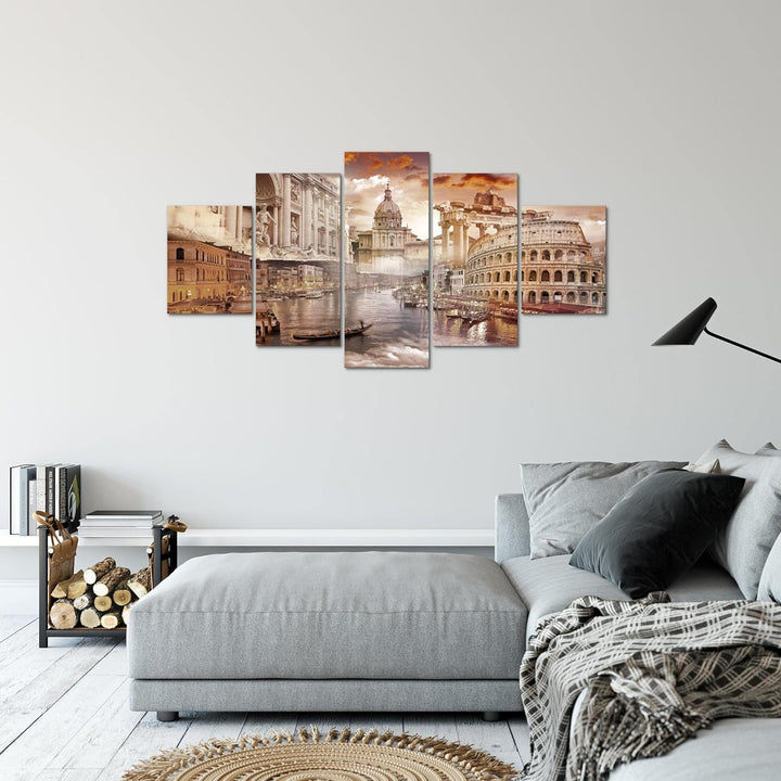 Runa Art Bild Wohnzimmer Schlafzimmer Italien 5 Teilig Architektur Antik Braun Wandbilder auf Vlies