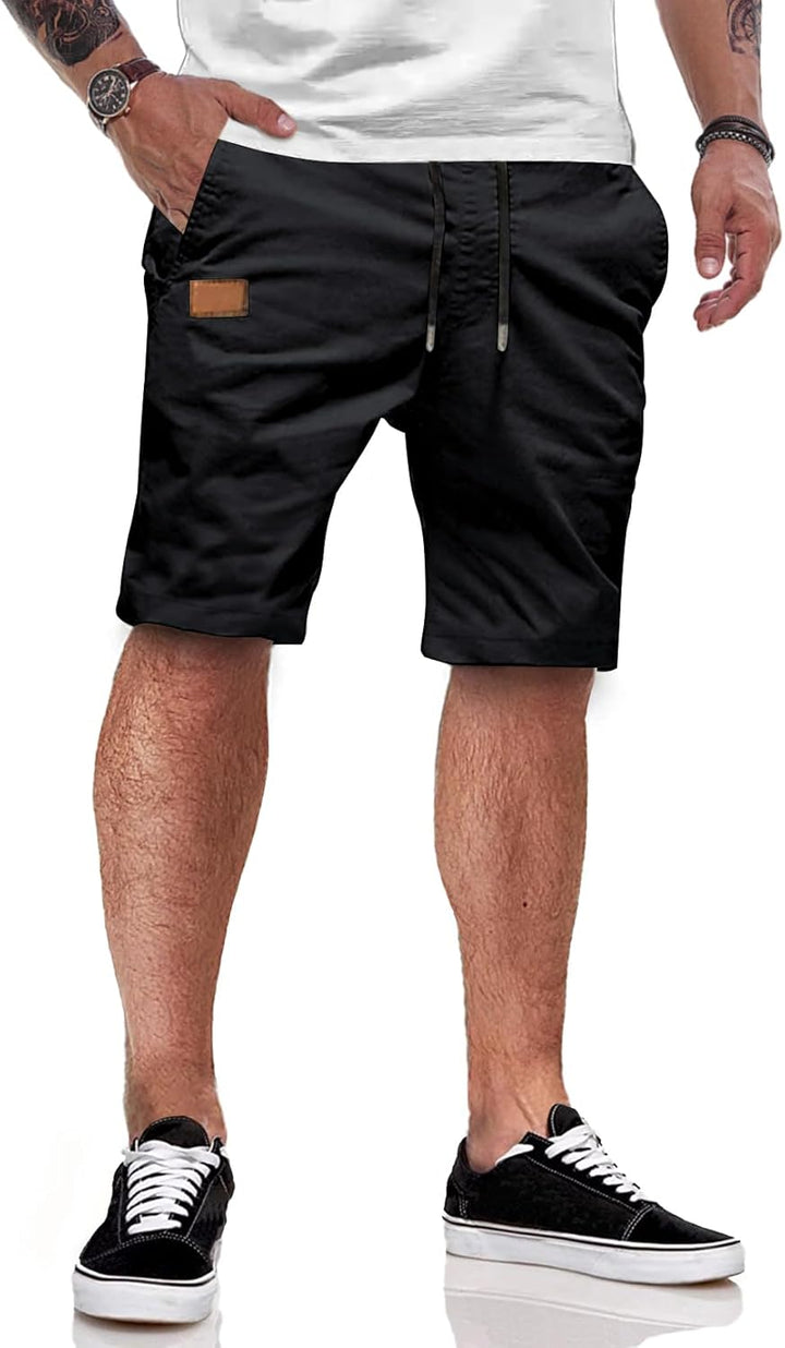 JMIERR Kurze Hosen Herren Shorts Herren Sommer Chino Baumwolle Elastische Taille mit Taschen S A Sch