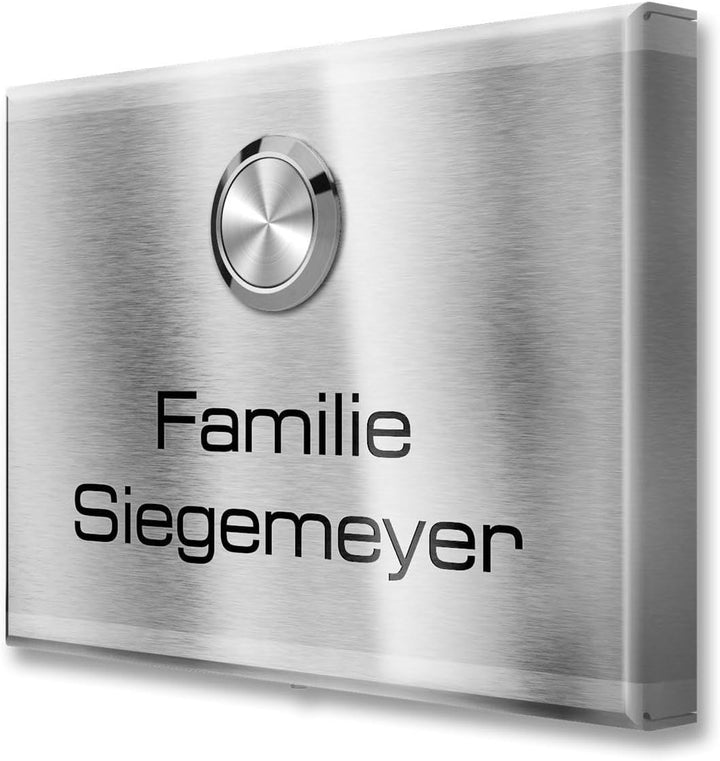 Metzler Kabellose Funkklingel - hohe Reichweite - Edelstahl Design Türklingel inkl. Empfänger, wasse