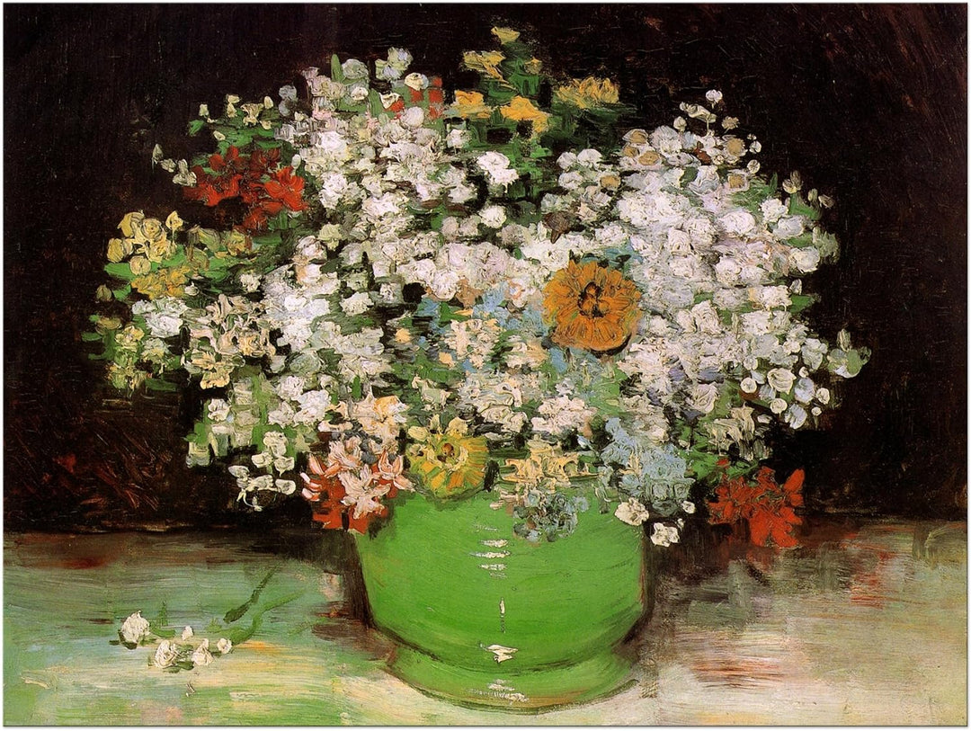 Bilderdepot24 Bild auf Leinwand | Vincent van Gogh Vase mit Zinnias und anderen Blumen in 80x60 cm a