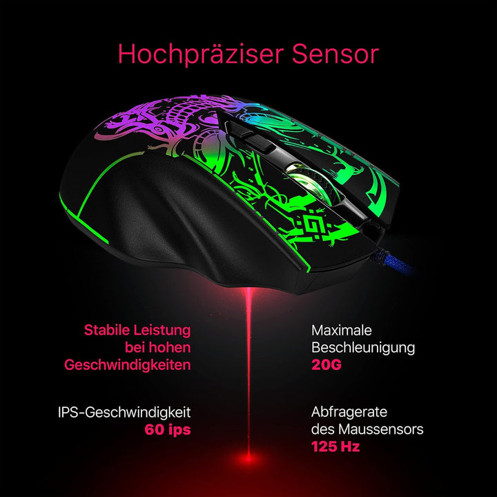 Defender Bulletstorm GM-928 Kabelgebundene Gaming-Maus, ergonomische Maus mit optischem Sensor, 7 Ta