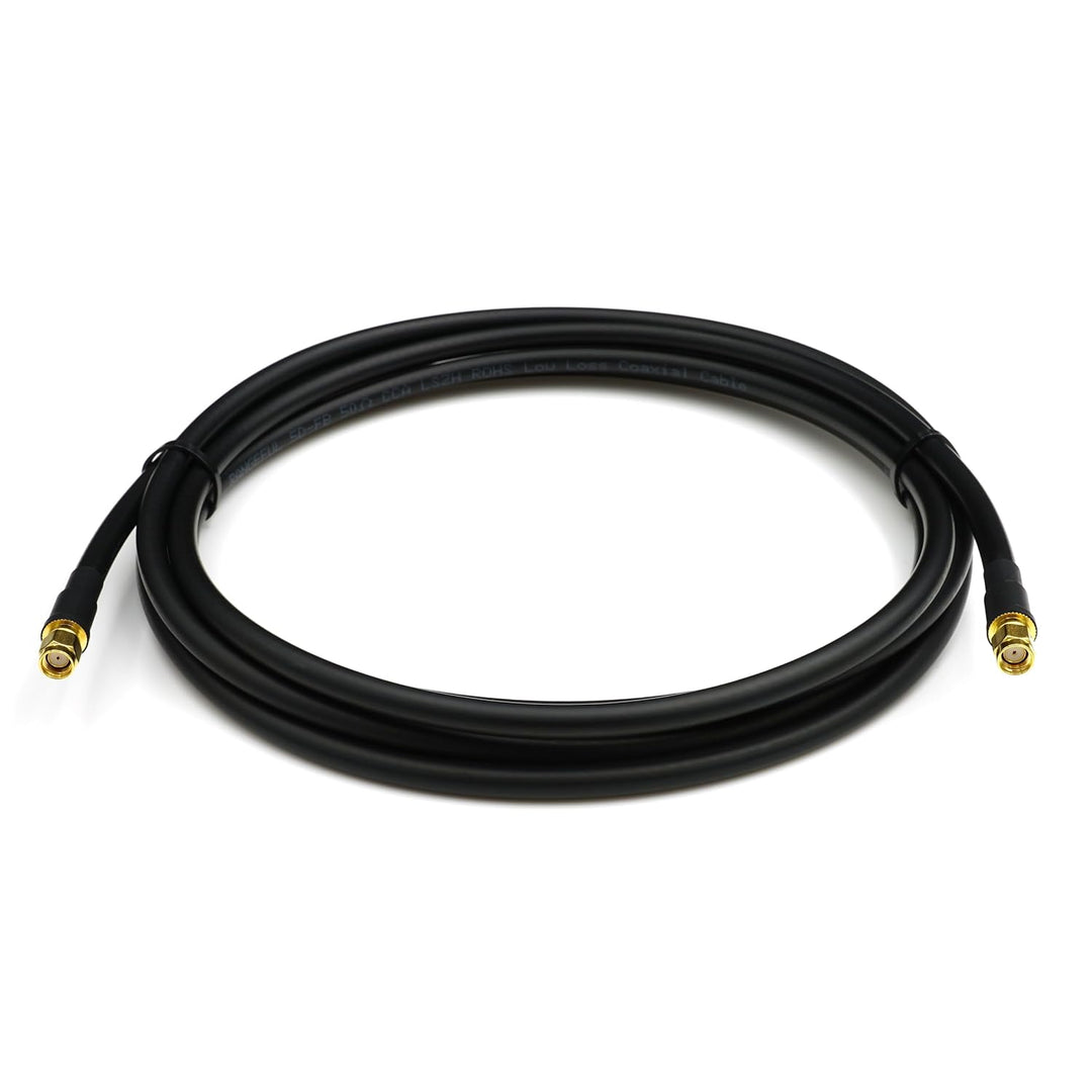 15m RP-SMA Stecker auf RP-SMA Stecker Koaxialkabel – 15 Meter 5D-FB Verlustarmes Antennenkabel Ø7.5m