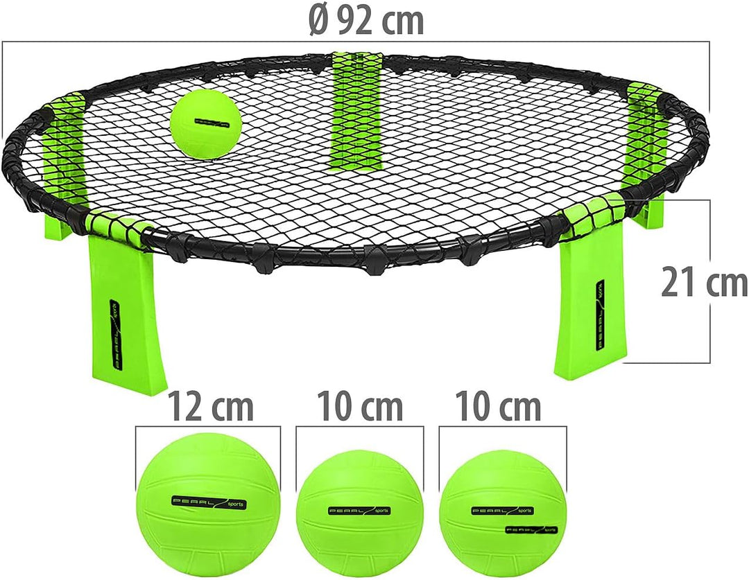 PEARL Sports Roundnet Spiele: 4 Outdoor-Roundnet-Spielsets mit 4 Spielnetzen und 12 Bällen, Ø 92 cm