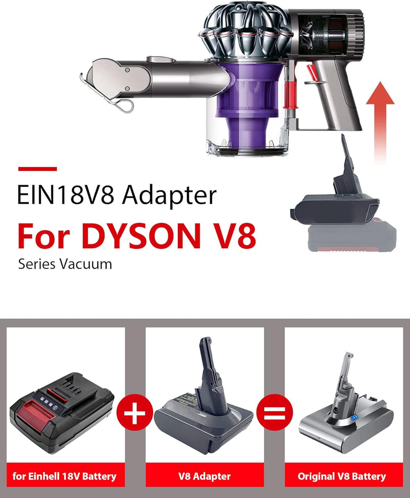 URUN für Dyson V8 Akku Adapter,EIN18V8 Adapter für Einhell 18V Lithium Akku, Arbeit für Dyson V8 Ser