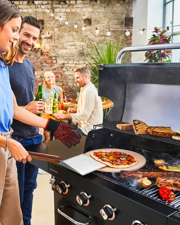 Kureny Grillspachtel Set aus Edelstahl,Grillspachtel Set mit Holzgriff,Kreativer Grillwender, Einzig